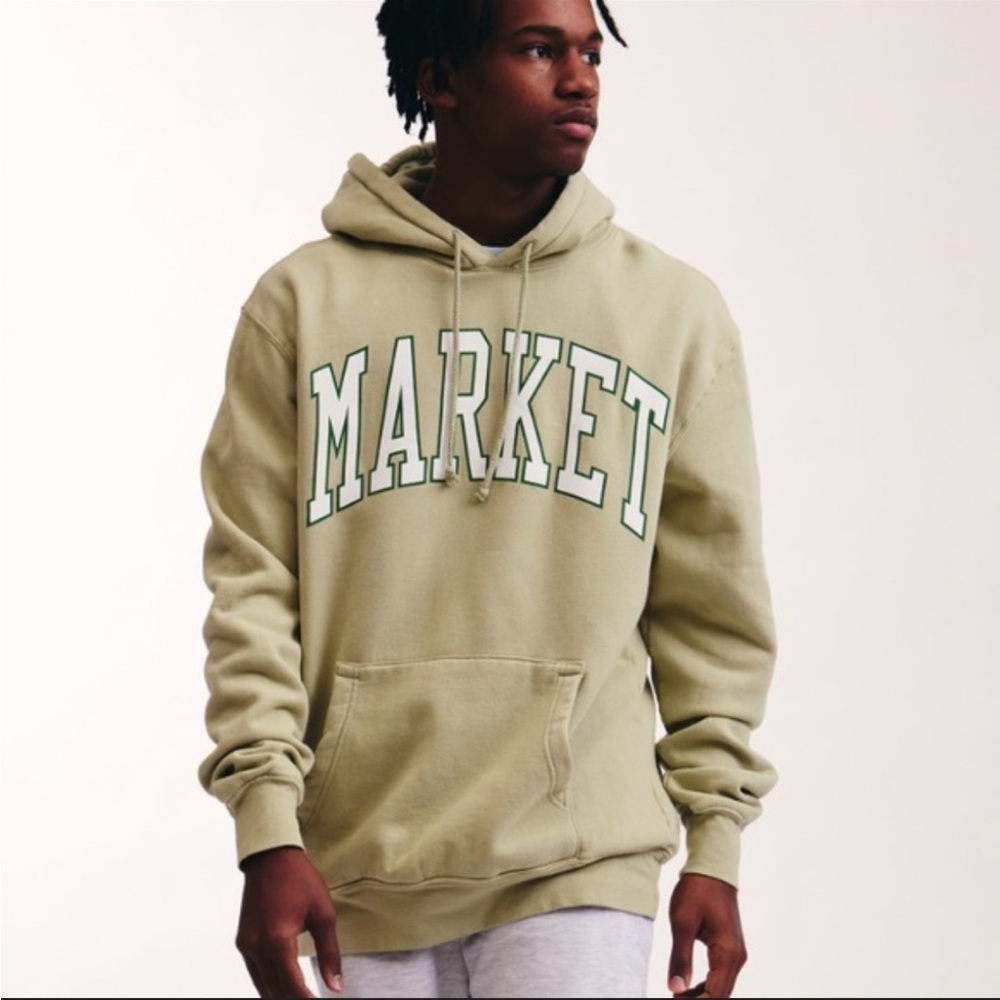 Market Men’s White Arc Hoodie‎ Green Hooded Pullover